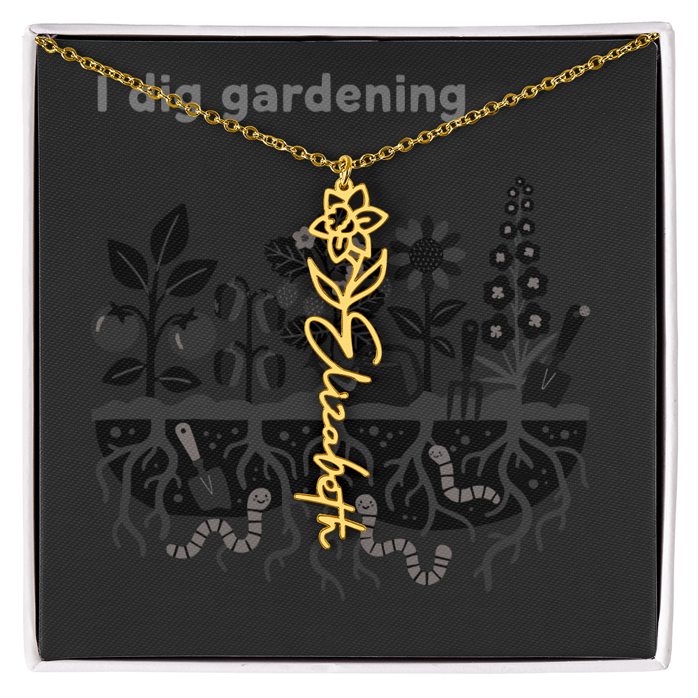 Birth Flower Name Necklace: For the special flower in your life! | 18K gold finish