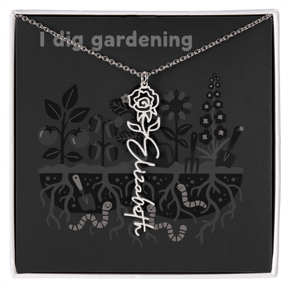 Birth Flower Name Necklace: For the special flower in your life! | 18K gold finish
