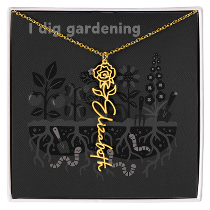 Birth Flower Name Necklace: For the special flower in your life! | 18K gold finish