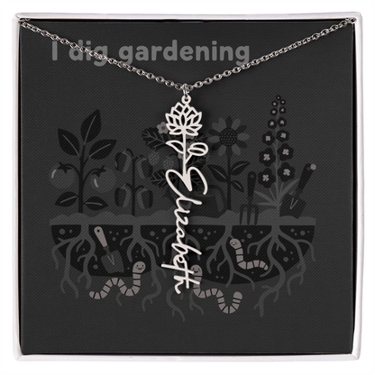 Birth Flower Name Necklace: For the special flower in your life! | 18K gold finish