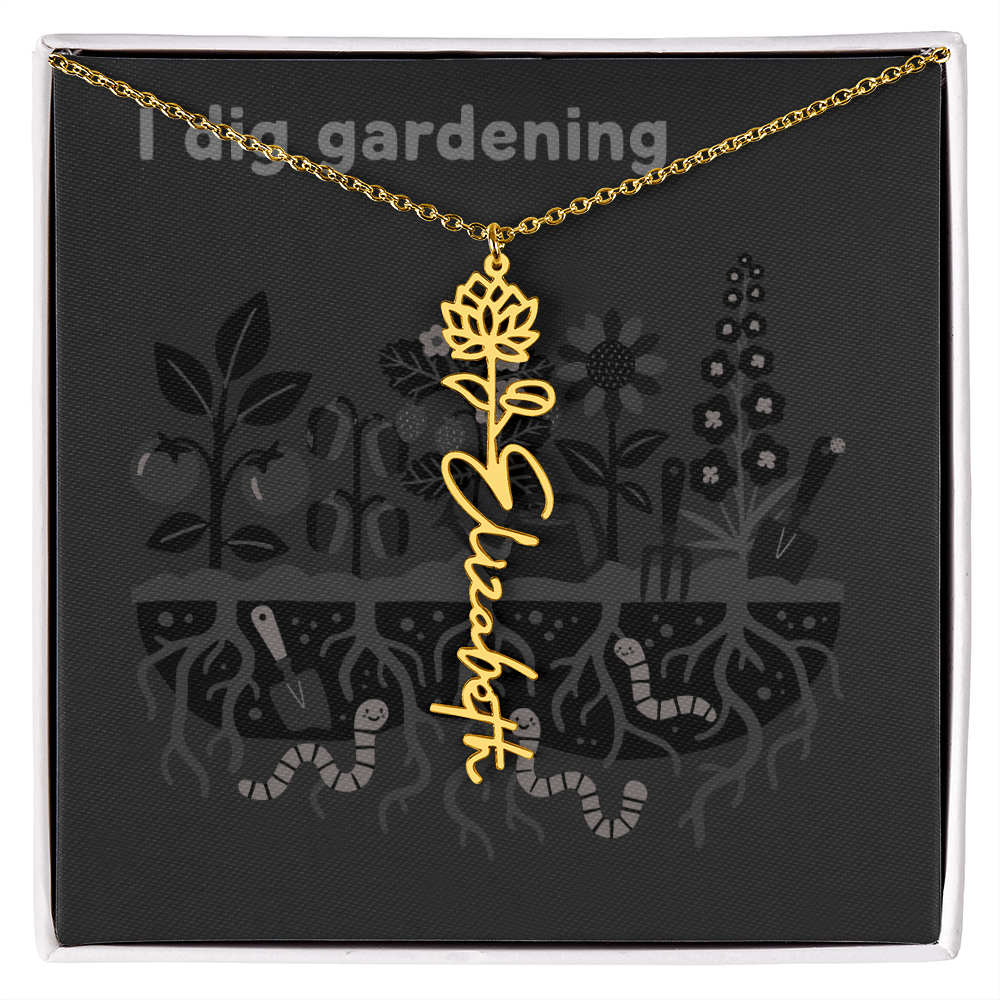 Birth Flower Name Necklace: For the special flower in your life! | 18K gold finish