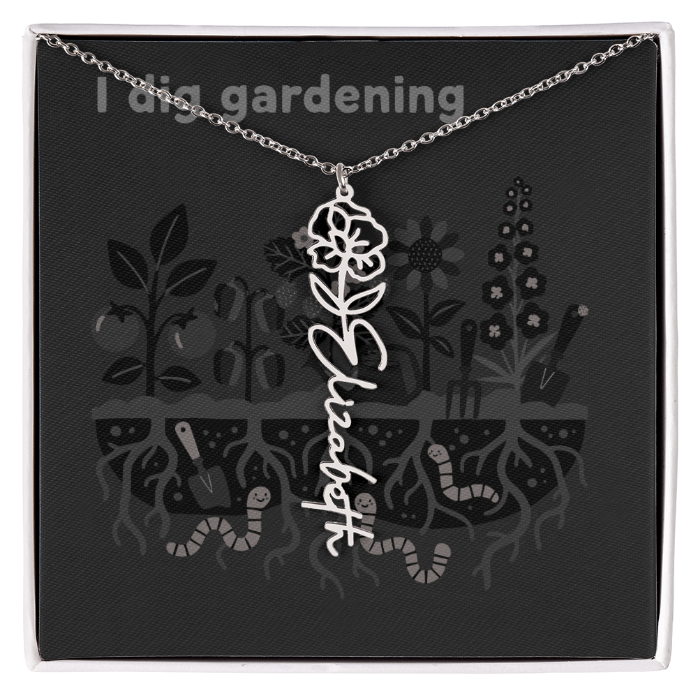 Birth Flower Name Necklace: For the special flower in your life! | 18K gold finish