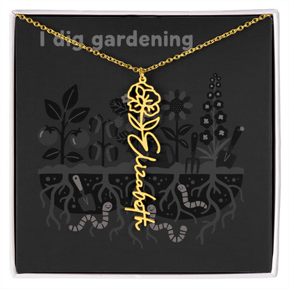 Birth Flower Name Necklace: For the special flower in your life! | 18K gold finish