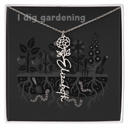 Birth Flower Name Necklace: For the special flower in your life! | 18K gold finish