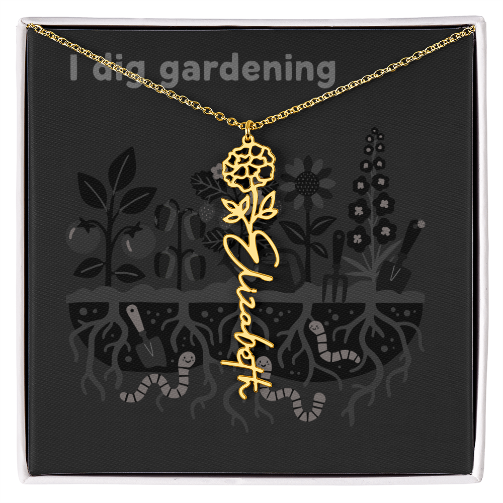 Birth Flower Name Necklace: For the special flower in your life! | 18K gold finish