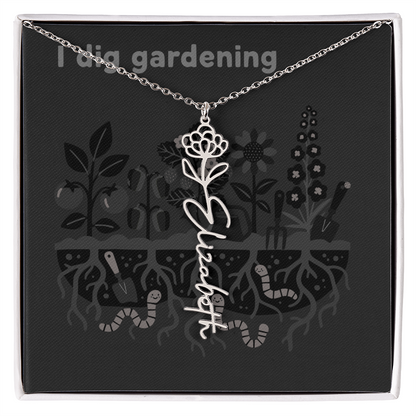 Birth Flower Name Necklace: For the special flower in your life! | 18K gold finish