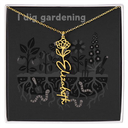 Birth Flower Name Necklace: For the special flower in your life! | 18K gold finish