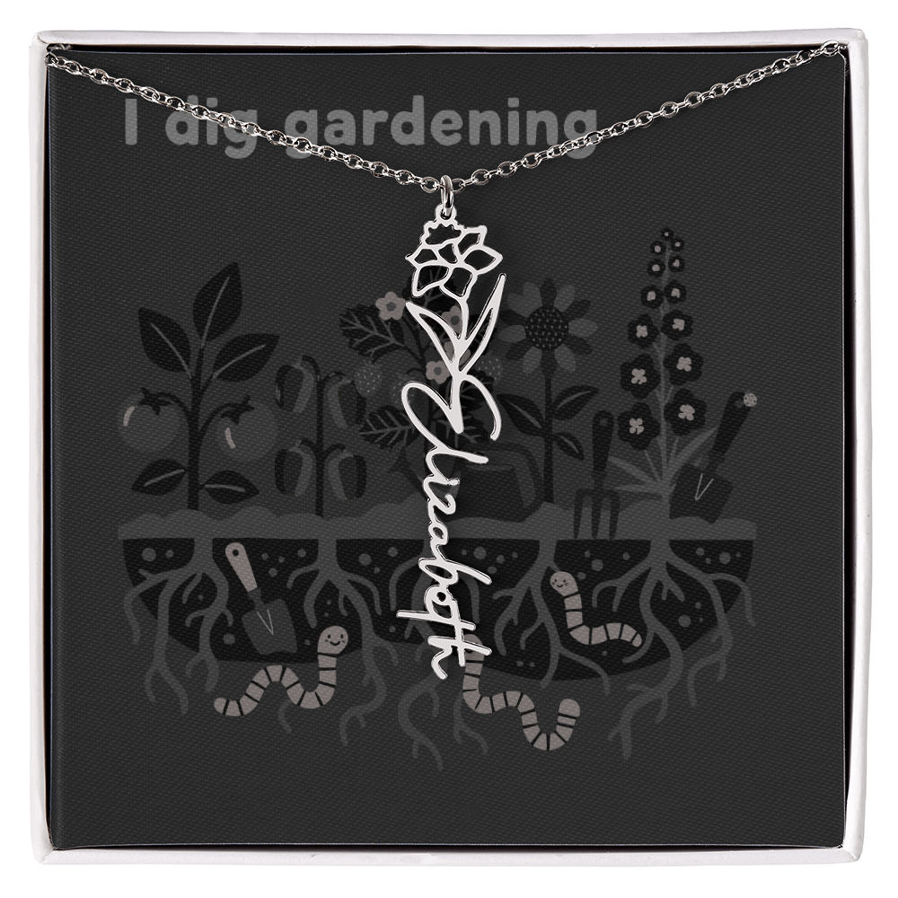 Birth Flower Name Necklace: For the special flower in your life! | 18K gold finish