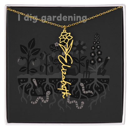 Birth Flower Name Necklace: For the special flower in your life! | 18K gold finish