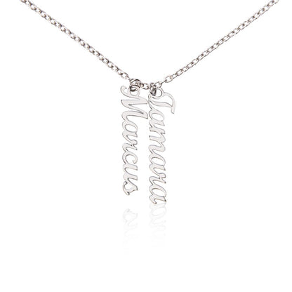 Multi Vertical Name Necklace: Cherished gift for besties & mama birds! | 18K gold finish