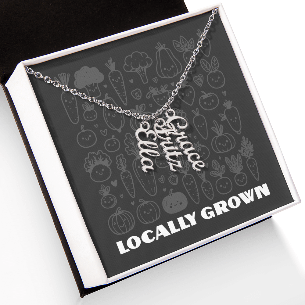 Multi Vertical Name Necklace: Cherished gift for besties & mama birds! | 18K gold finish