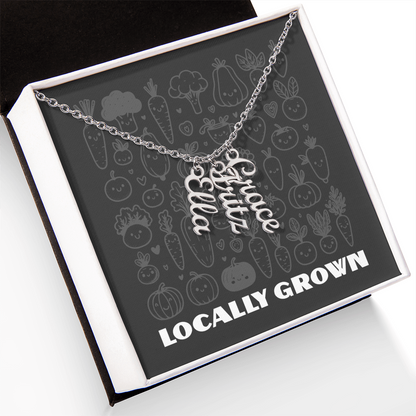 Multi Vertical Name Necklace: Cherished gift for besties & mama birds! | 18K gold finish