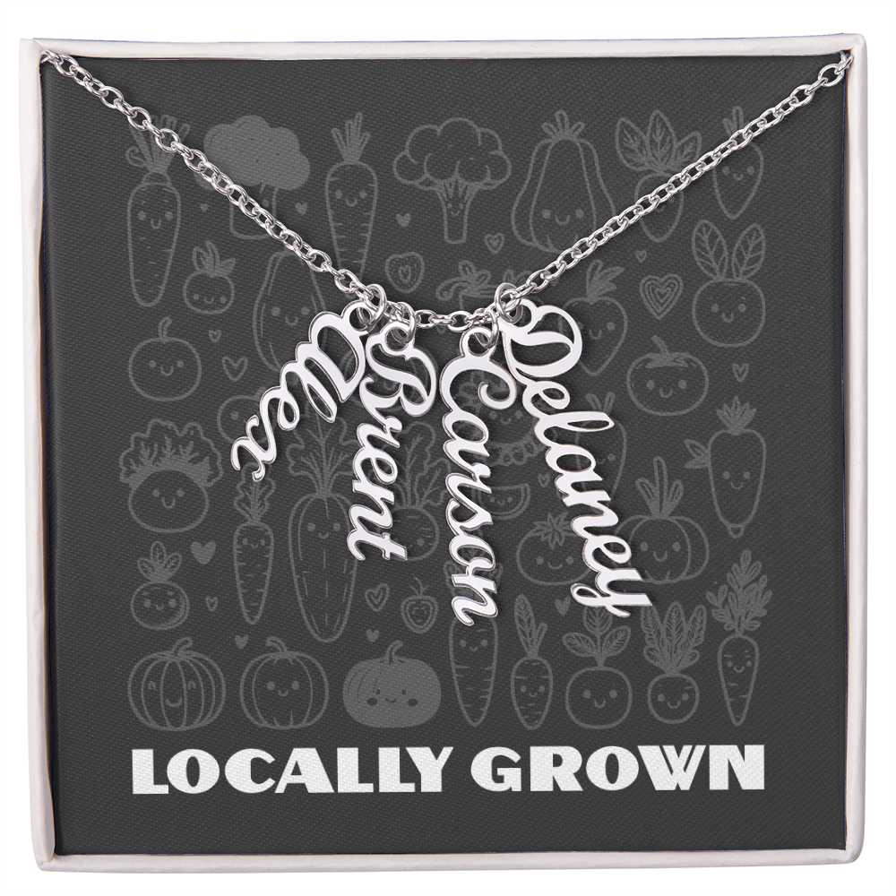 Multi Vertical Name Necklace: Cherished gift for besties & mama birds! | 18K gold finish