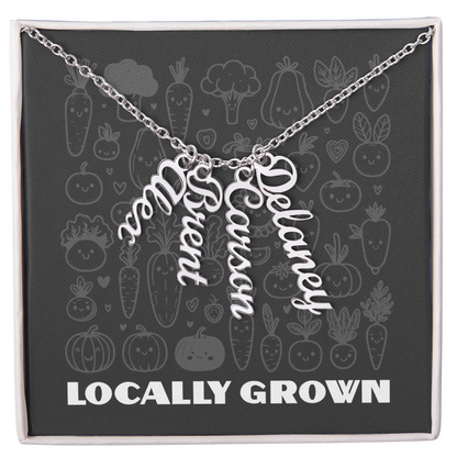 Multi Vertical Name Necklace: Cherished gift for besties & mama birds! | 18K gold finish