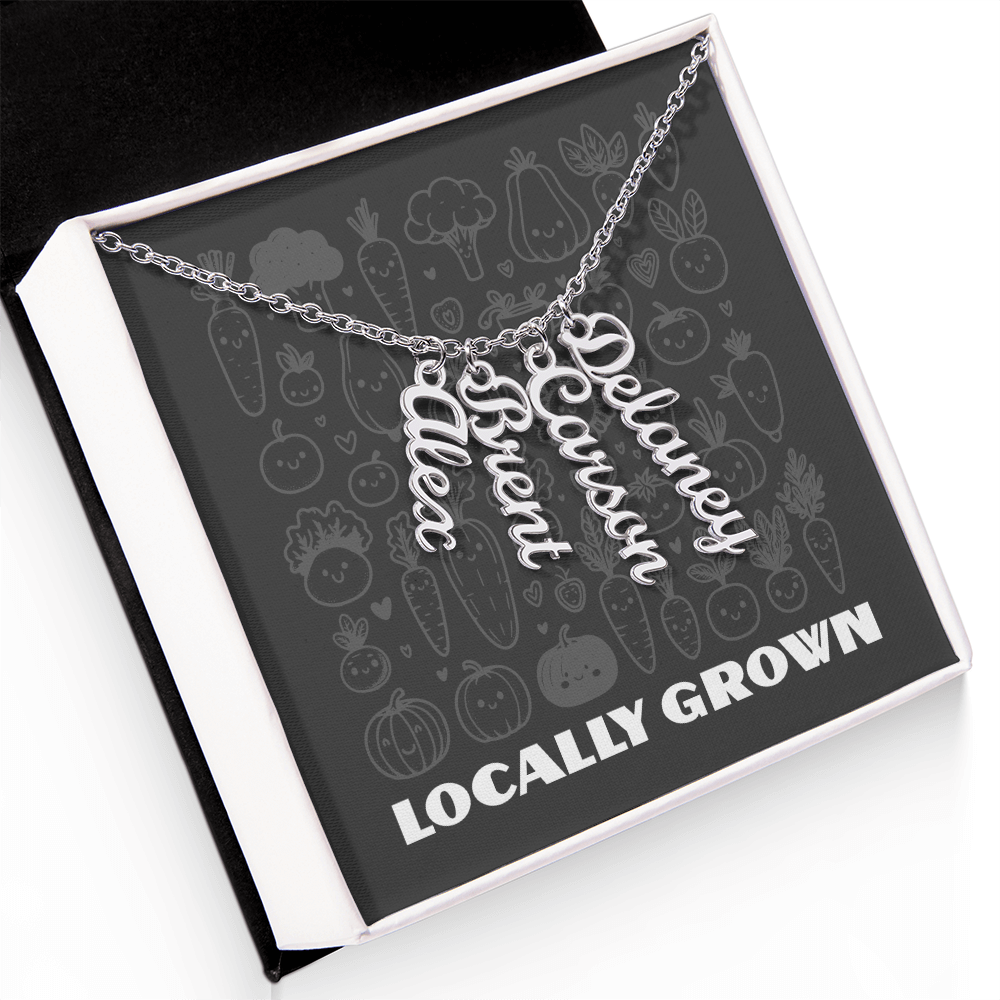 Multi Vertical Name Necklace: Cherished gift for besties & mama birds! | 18K gold finish
