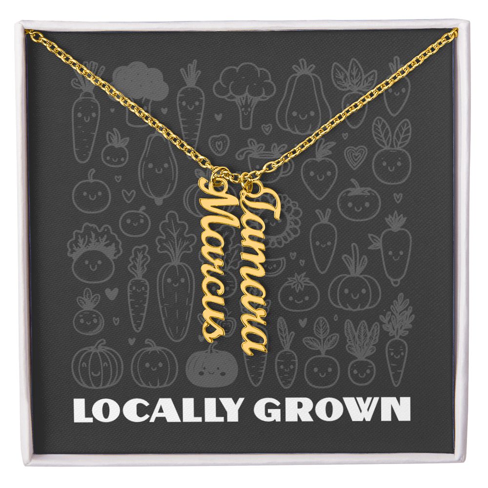 Multi Vertical Name Necklace: Cherished gift for besties & mama birds! | 18K gold finish