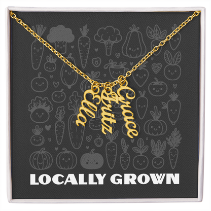 Multi Vertical Name Necklace: Cherished gift for besties & mama birds! | 18K gold finish