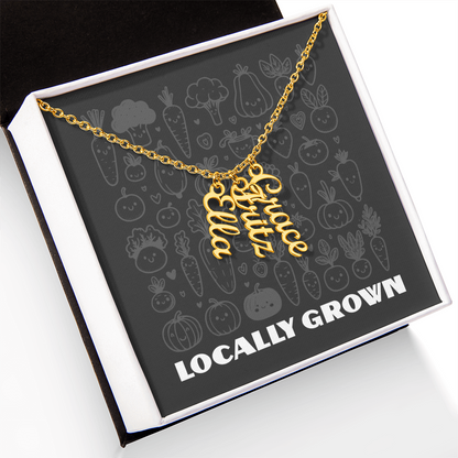 Multi Vertical Name Necklace: Cherished gift for besties & mama birds! | 18K gold finish