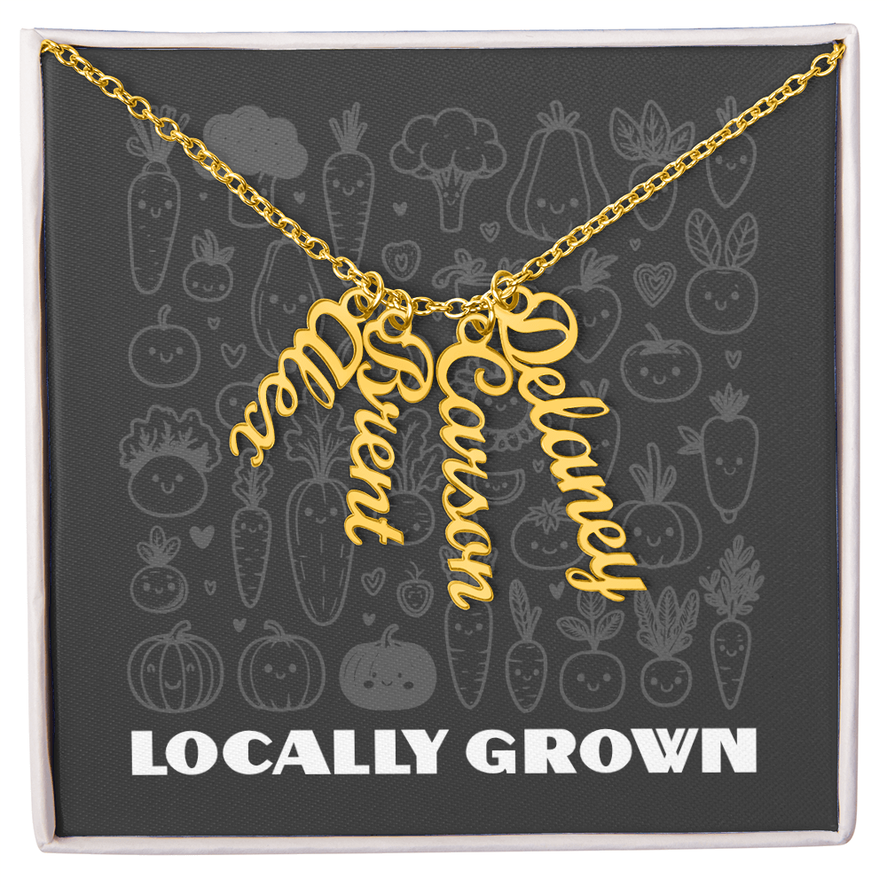 Multi Vertical Name Necklace: Cherished gift for besties & mama birds! | 18K gold finish