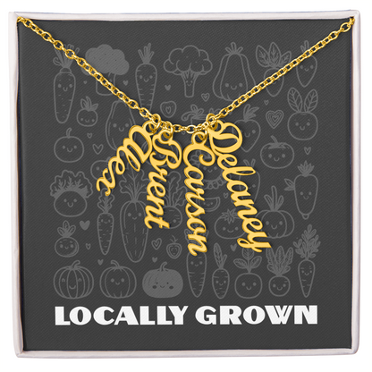 Multi Vertical Name Necklace: Cherished gift for besties & mama birds! | 18K gold finish