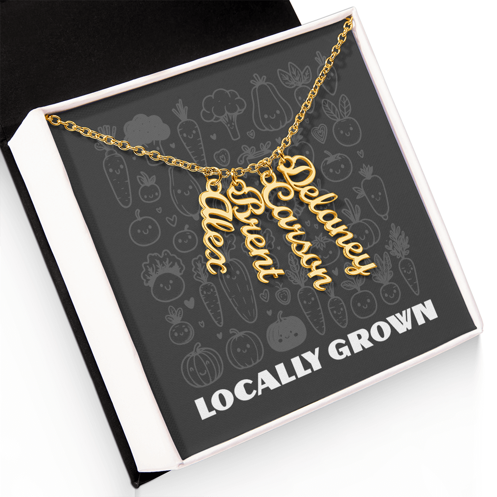 Multi Vertical Name Necklace: Cherished gift for besties & mama birds! | 18K gold finish