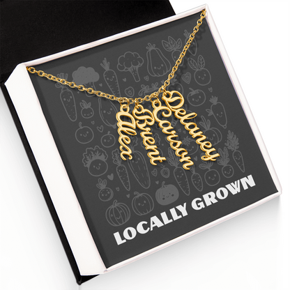 Multi Vertical Name Necklace: Cherished gift for besties & mama birds! | 18K gold finish