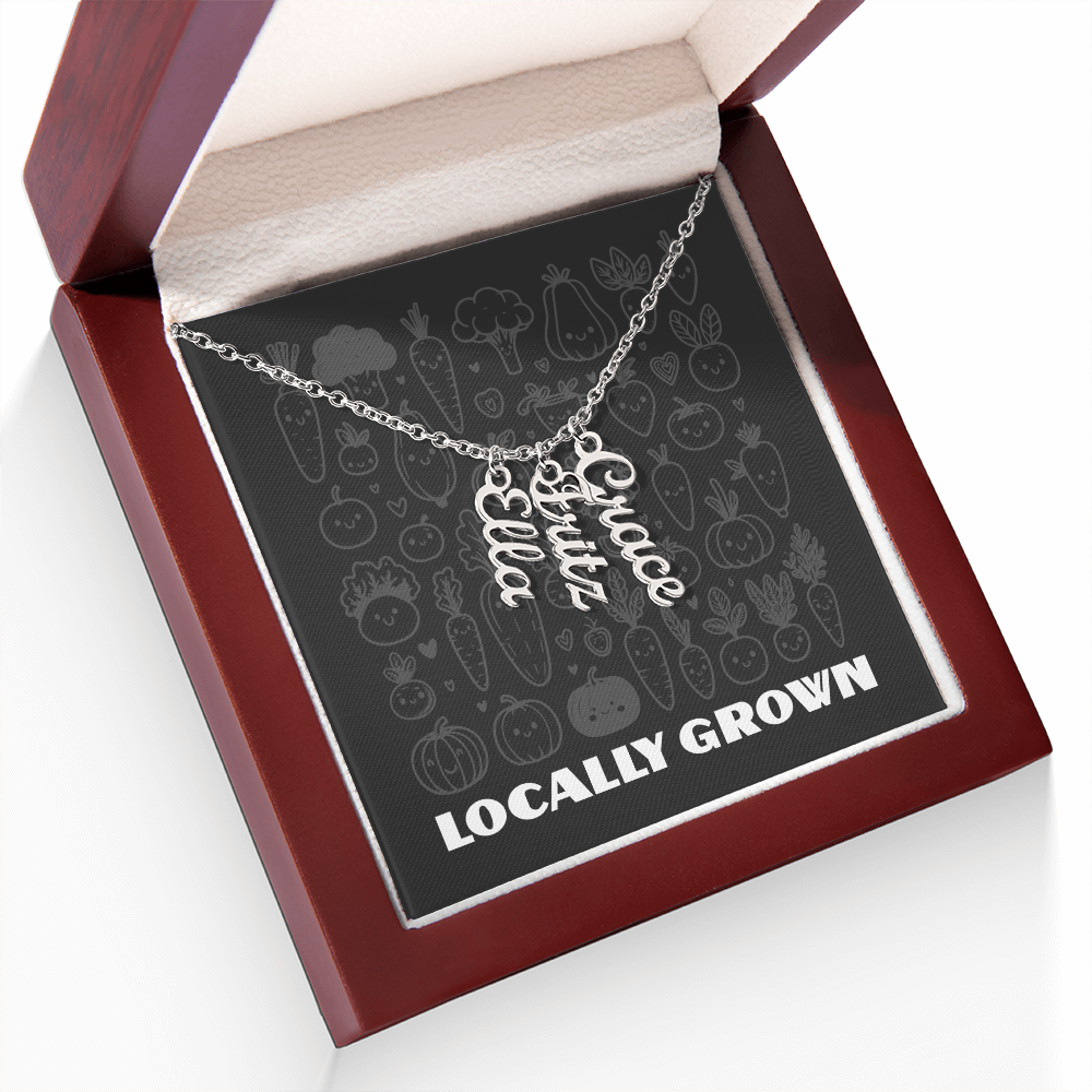 Multi Vertical Name Necklace: Cherished gift for besties & mama birds! | 18K gold finish