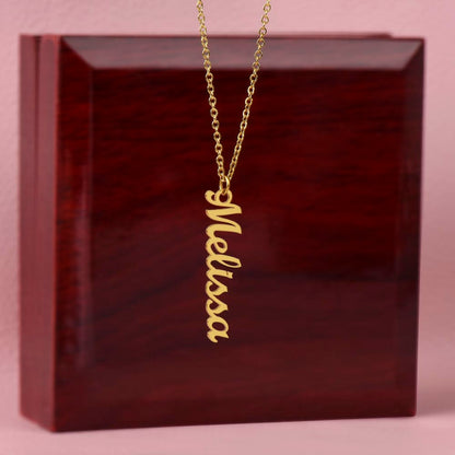 Multi Vertical Name Necklace: Cherished gift for besties & mama birds! | 18K gold finish