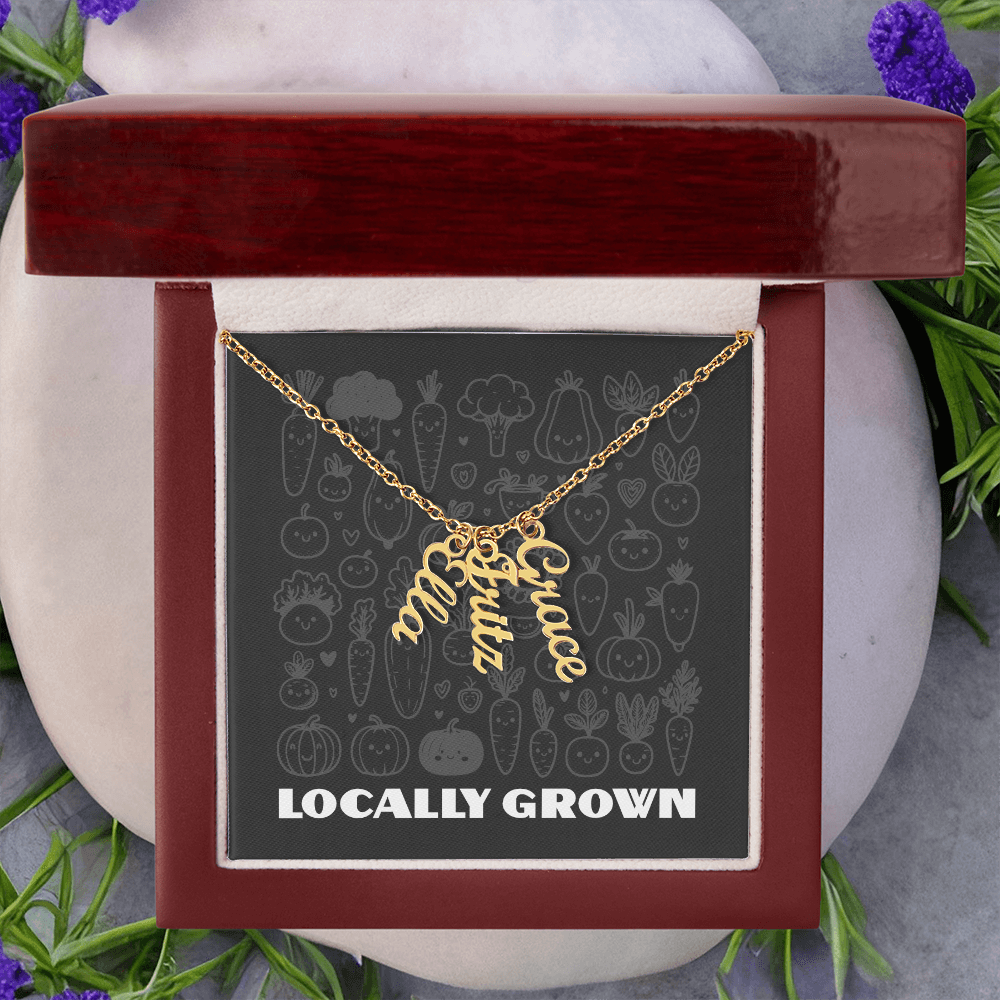 Multi Vertical Name Necklace: Cherished gift for besties & mama birds! | 18K gold finish