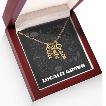 Multi Vertical Name Necklace: Cherished gift for besties & mama birds! | 18K gold finish