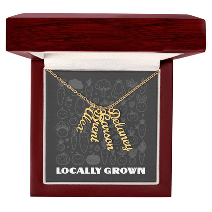 Multi Vertical Name Necklace: Cherished gift for besties & mama birds! | 18K gold finish