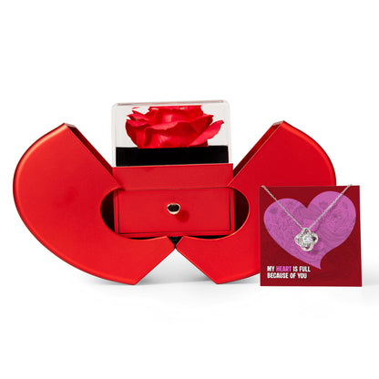 Love Knot Necklace with Red Heart Rose Box | An unforgettable gift experience!