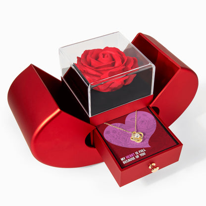 Love Knot Necklace with Red Heart Rose Box | An unforgettable gift experience!