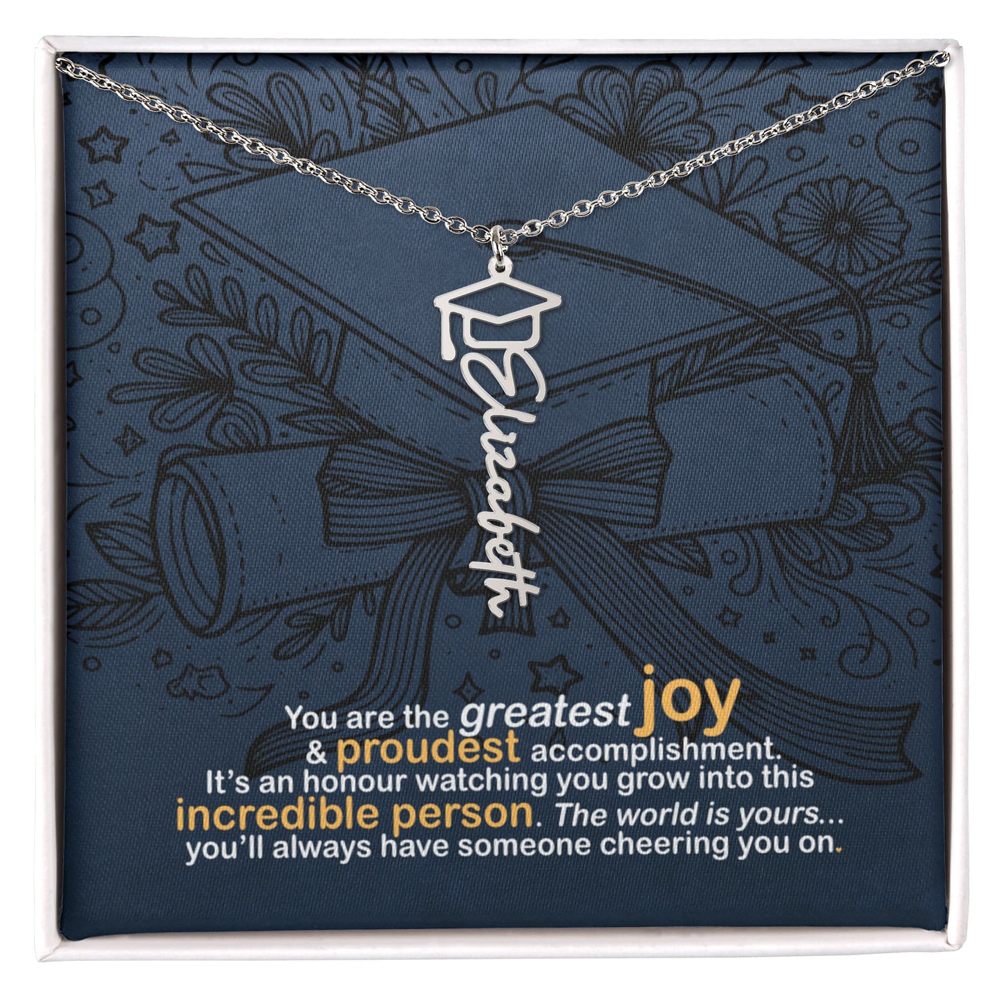 Personalized Graduation Name Necklace | 18K gold finish | Meaningful Keepsake Senior Gift