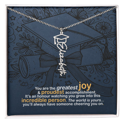 Personalized Graduation Name Necklace | 18K gold finish | Meaningful Keepsake Senior Gift