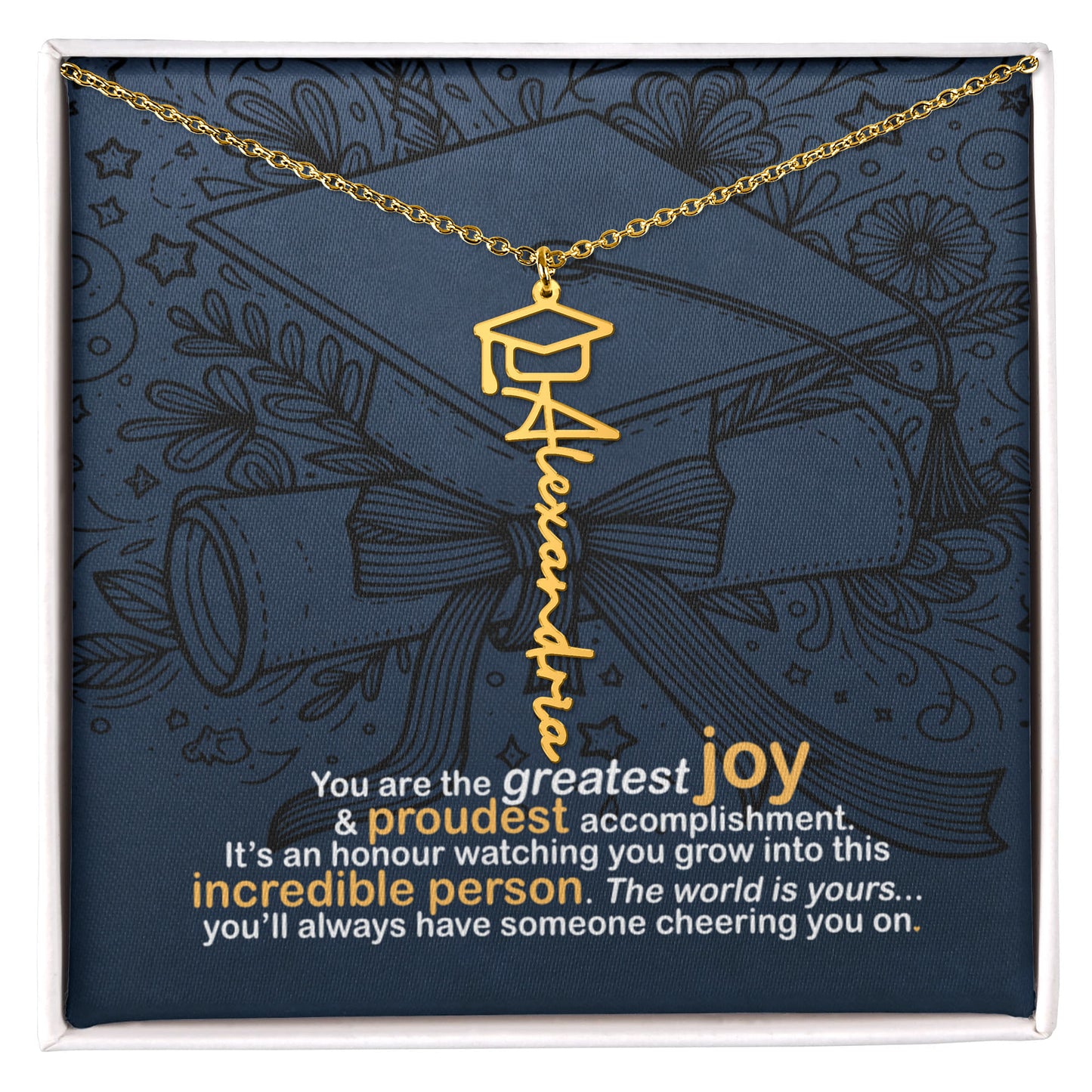 Personalized Graduation Name Necklace | 18K gold finish | Meaningful Keepsake Senior Gift