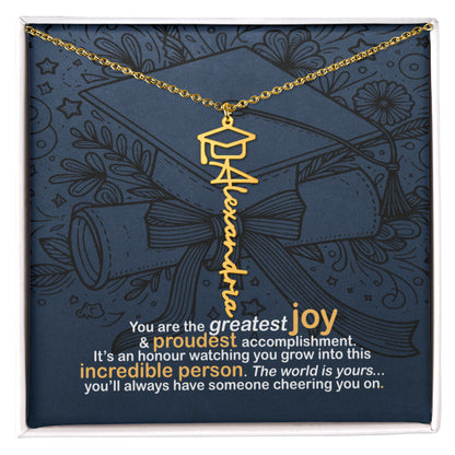 Personalized Graduation Name Necklace | 18K gold finish | Meaningful Keepsake Senior Gift