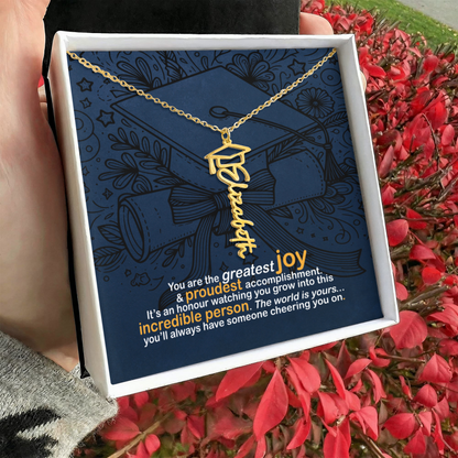 Personalized Graduation Name Necklace | 18K gold finish | Meaningful Keepsake Senior Gift