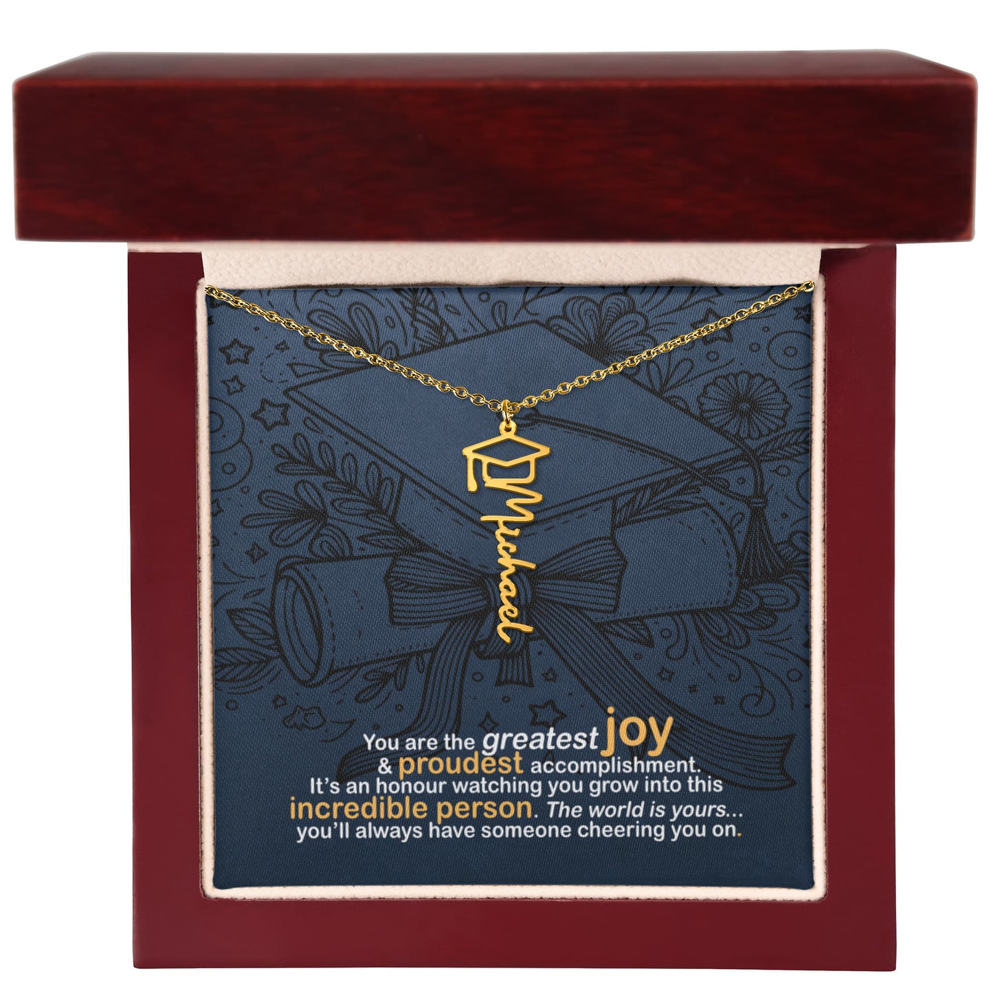 Personalized Graduation Name Necklace | 18K gold finish | Meaningful Keepsake Senior Gift