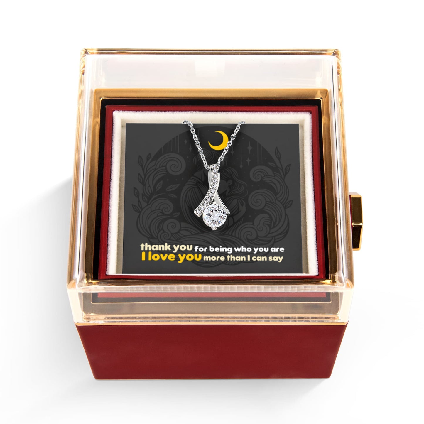Alluring Beauty Necklace with Rotating Rose Gift Box