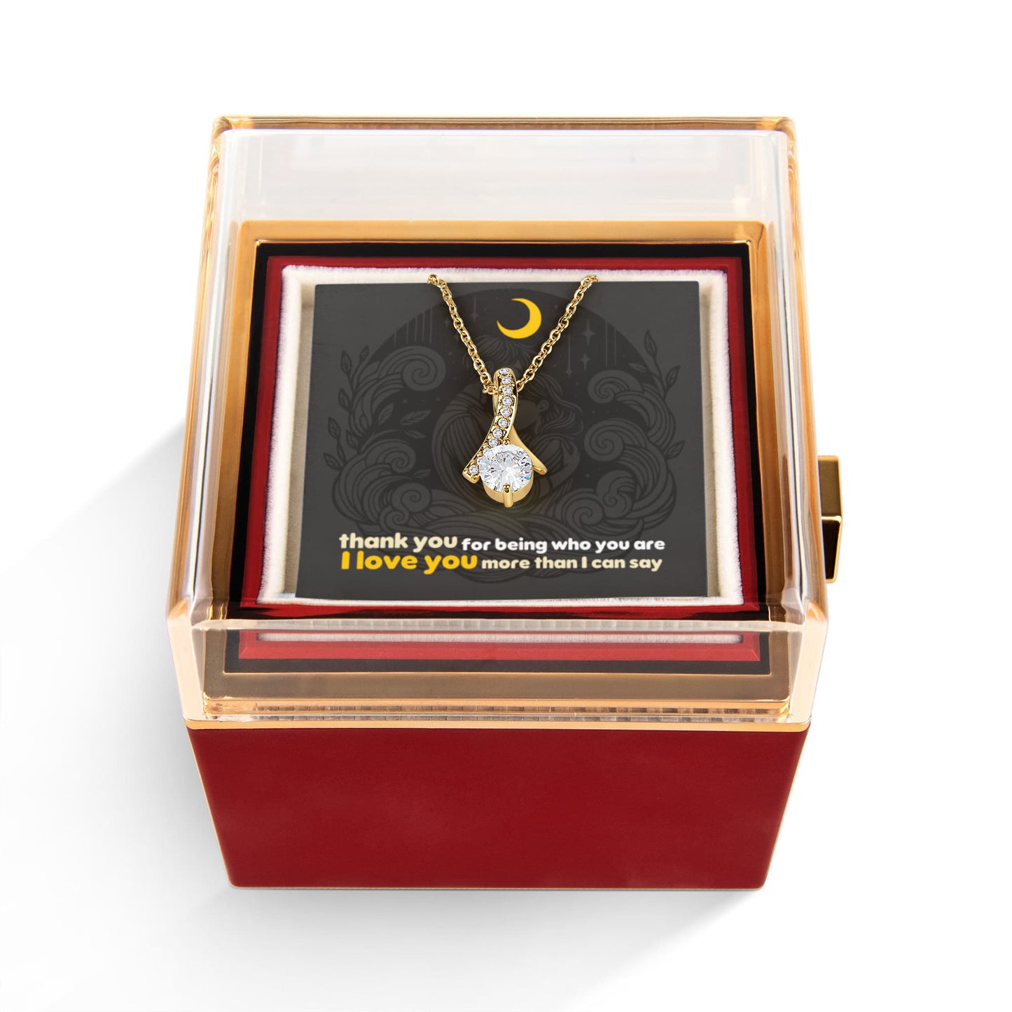 Alluring Beauty Necklace with Rotating Rose Gift Box