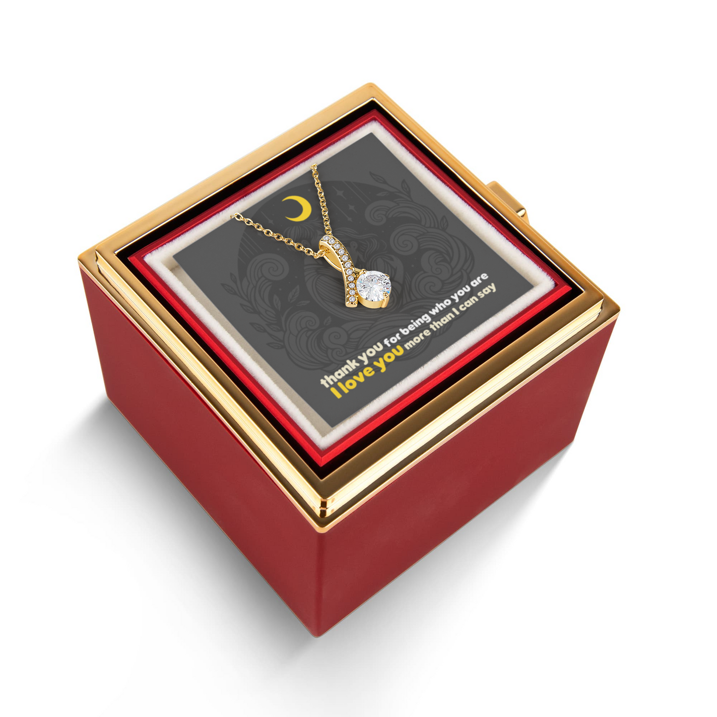 Alluring Beauty Necklace with Rotating Rose Gift Box