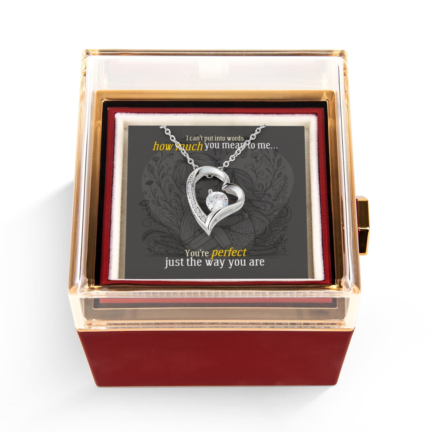 Forever Love Necklace with Rotating Rose Gift Box | 18K gold finish