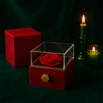 Forever Love Necklace with Rotating Rose Gift Box | 18K gold finish