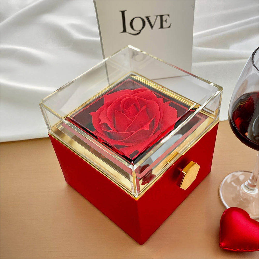 Forever Love Necklace with Rotating Rose Gift Box | 18K gold finish