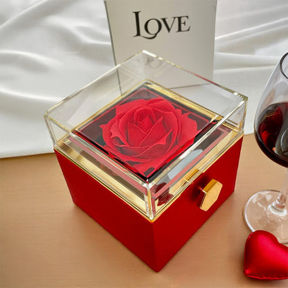 Forever Love Necklace with Rotating Rose Gift Box | 18K gold finish
