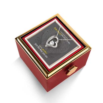 Forever Love Necklace with Rotating Rose Gift Box | 18K gold finish