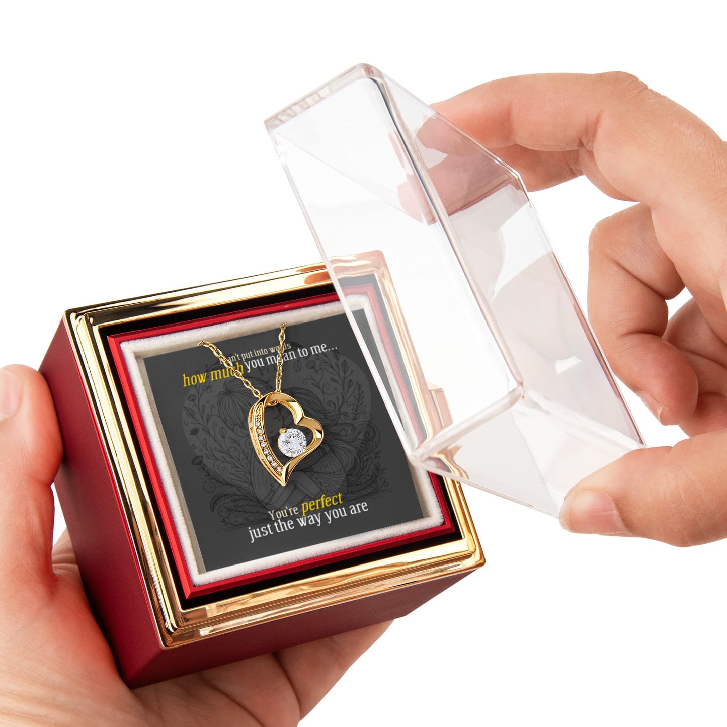 Forever Love Necklace with Rotating Rose Gift Box | 18K gold finish