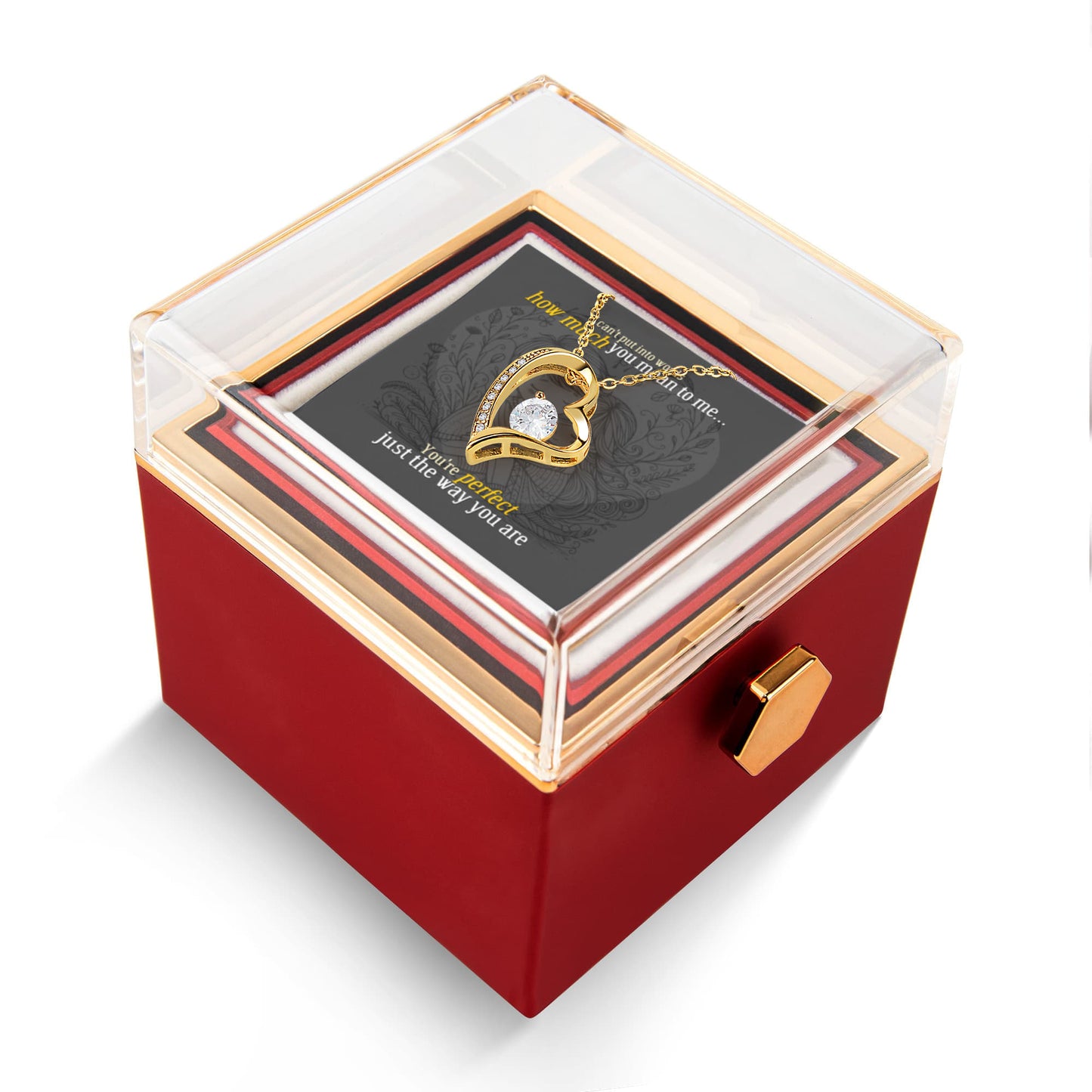 Forever Love Necklace with Rotating Rose Gift Box | 18K gold finish