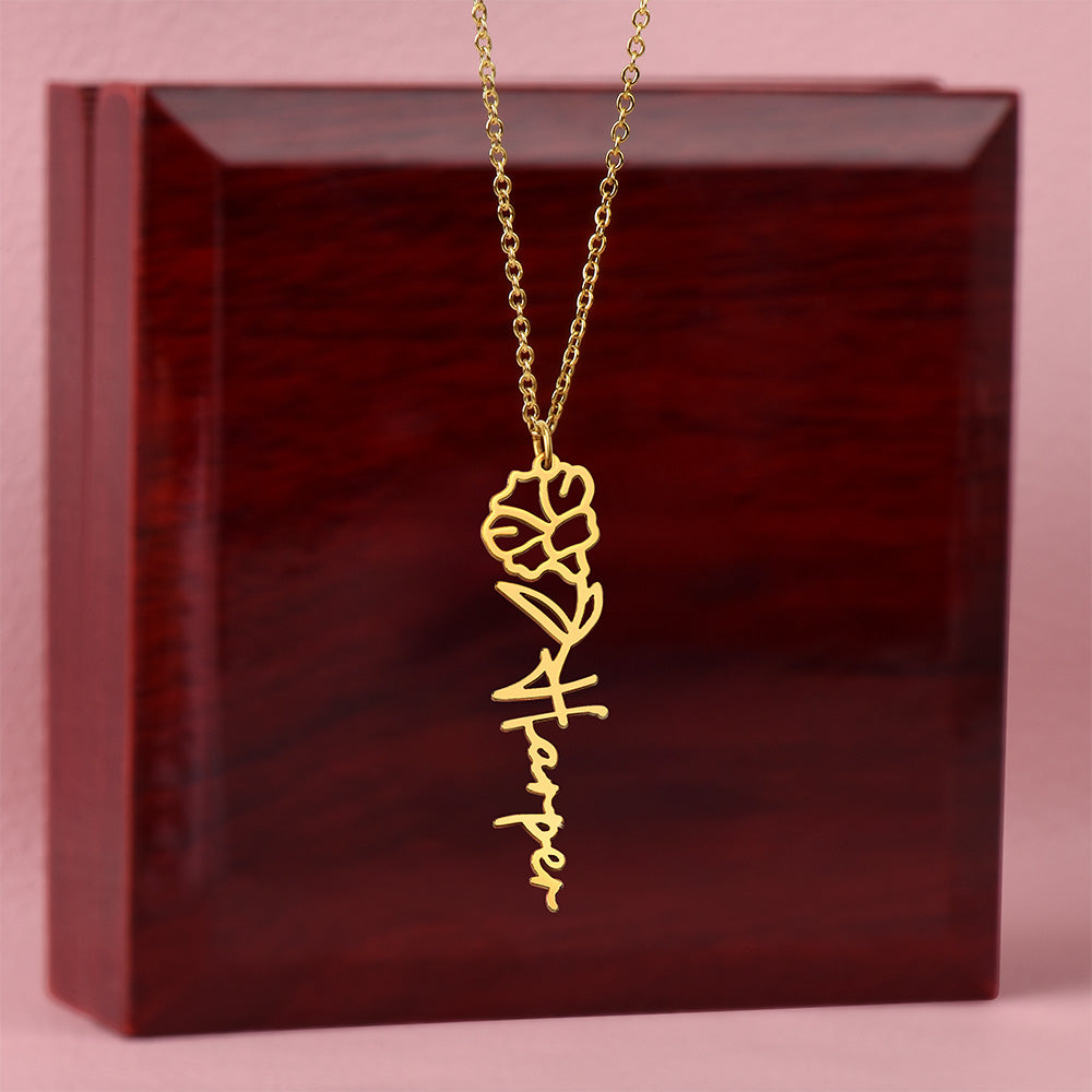 Birth Flower Name Necklace: For the special flower in your life! | 18K gold finish